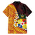 Tonga Culture Family Matching Off Shoulder Short Dress and Hawaiian Shirt Ngatu Pattern with Plumeria and Hibiscus