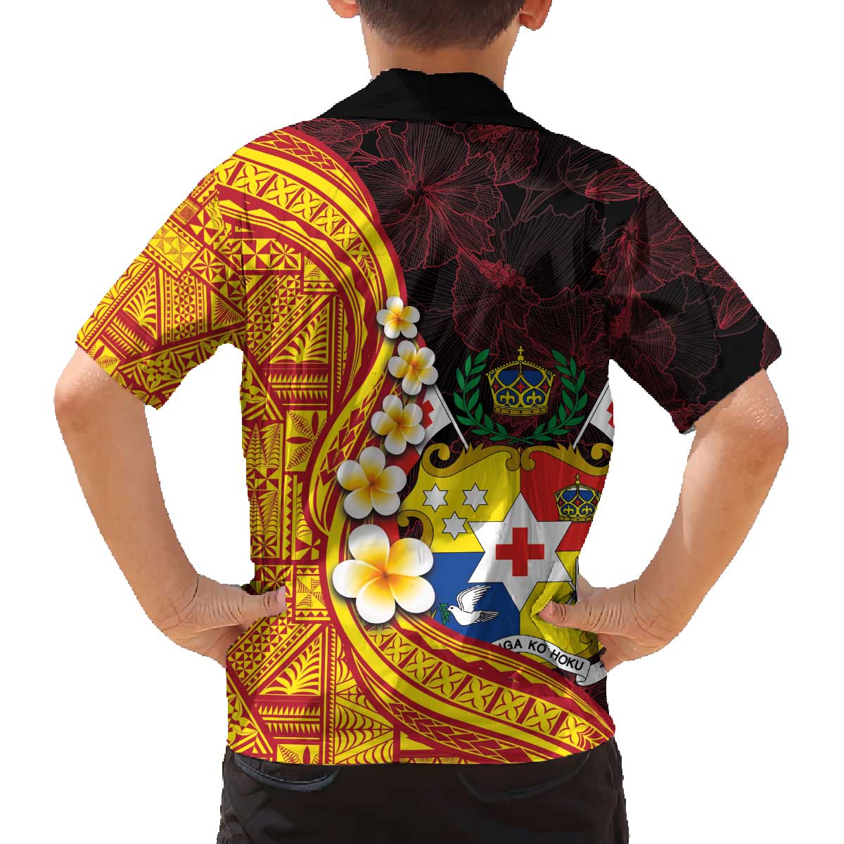 Tonga Culture Family Matching Puletasi and Hawaiian Shirt Ngatu Pattern with Plumeria and Hibiscus LT03 - Polynesian Pride