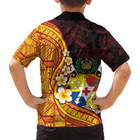 Tonga Culture Family Matching Short Sleeve Bodycon Dress and Hawaiian Shirt Ngatu Pattern with Plumeria and Hibiscus LT03 - Polynesian Pride