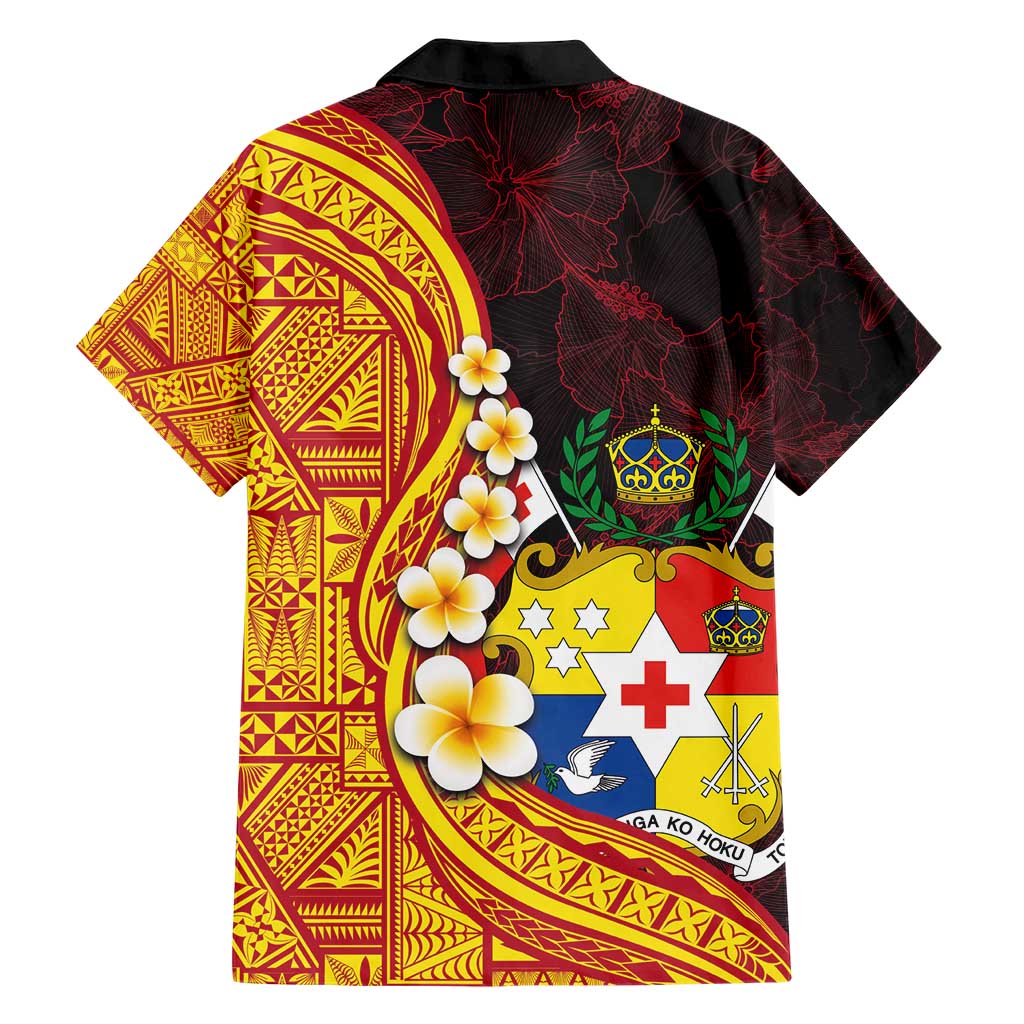 Tonga Culture Family Matching Short Sleeve Bodycon Dress and Hawaiian Shirt Ngatu Pattern with Plumeria and Hibiscus LT03 - Polynesian Pride