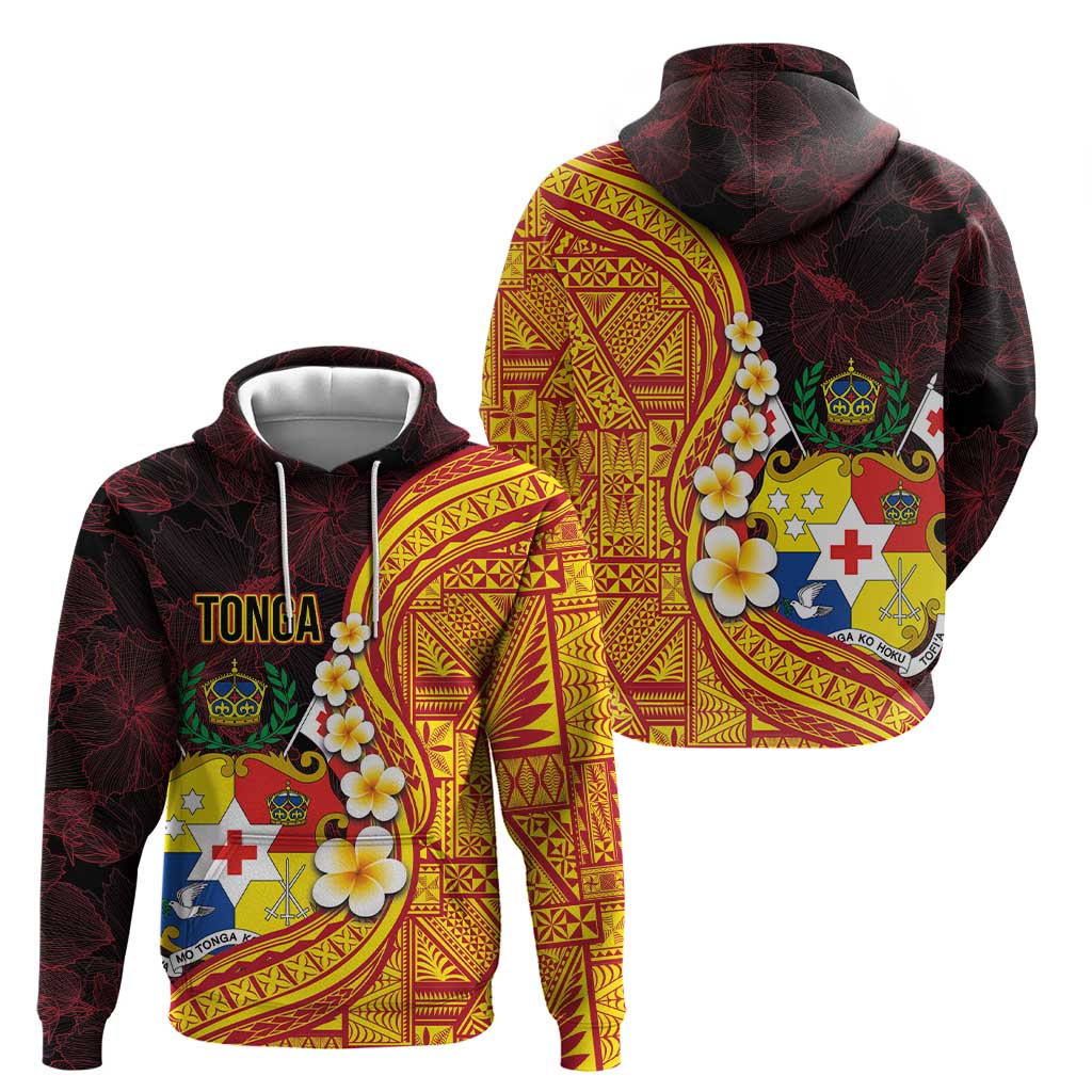 Tonga Culture Hoodie Ngatu Pattern with Plumeria and Hibiscus