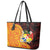 Tonga Culture Leather Tote Bag Ngatu Pattern with Plumeria and Hibiscus