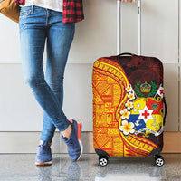 Tonga Culture Luggage Cover Ngatu Pattern with Plumeria and Hibiscus