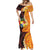 Tonga Culture Mermaid Dress Ngatu Pattern with Plumeria and Hibiscus