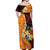 Tonga Culture Off Shoulder Maxi Dress Ngatu Pattern with Plumeria and Hibiscus