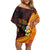 Tonga Culture Off Shoulder Short Dress Ngatu Pattern with Plumeria and Hibiscus