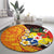 Tonga Culture Round Carpet Ngatu Pattern with Plumeria and Hibiscus