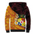 Tonga Culture Sherpa Hoodie Ngatu Pattern with Plumeria and Hibiscus