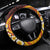 Tonga Culture Steering Wheel Cover Ngatu Pattern with Plumeria and Hibiscus