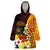 Tonga Culture Wearable Blanket Hoodie Ngatu Pattern with Plumeria and Hibiscus