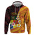 Tonga Culture Zip Hoodie Ngatu Pattern with Plumeria and Hibiscus