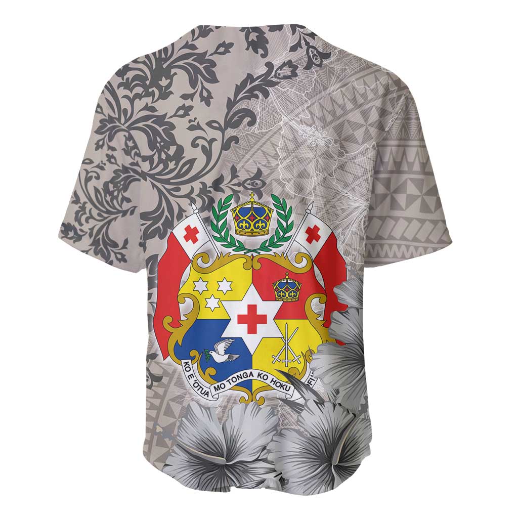 Tonga Culture Baseball Jersey Ngatu Pattern and Blooming Hibiscus