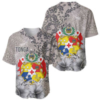 Tonga Culture Baseball Jersey Ngatu Pattern and Blooming Hibiscus