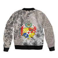 Tonga Culture Bomber Jacket Ngatu Pattern and Blooming Hibiscus LT03 - Polynesian Pride