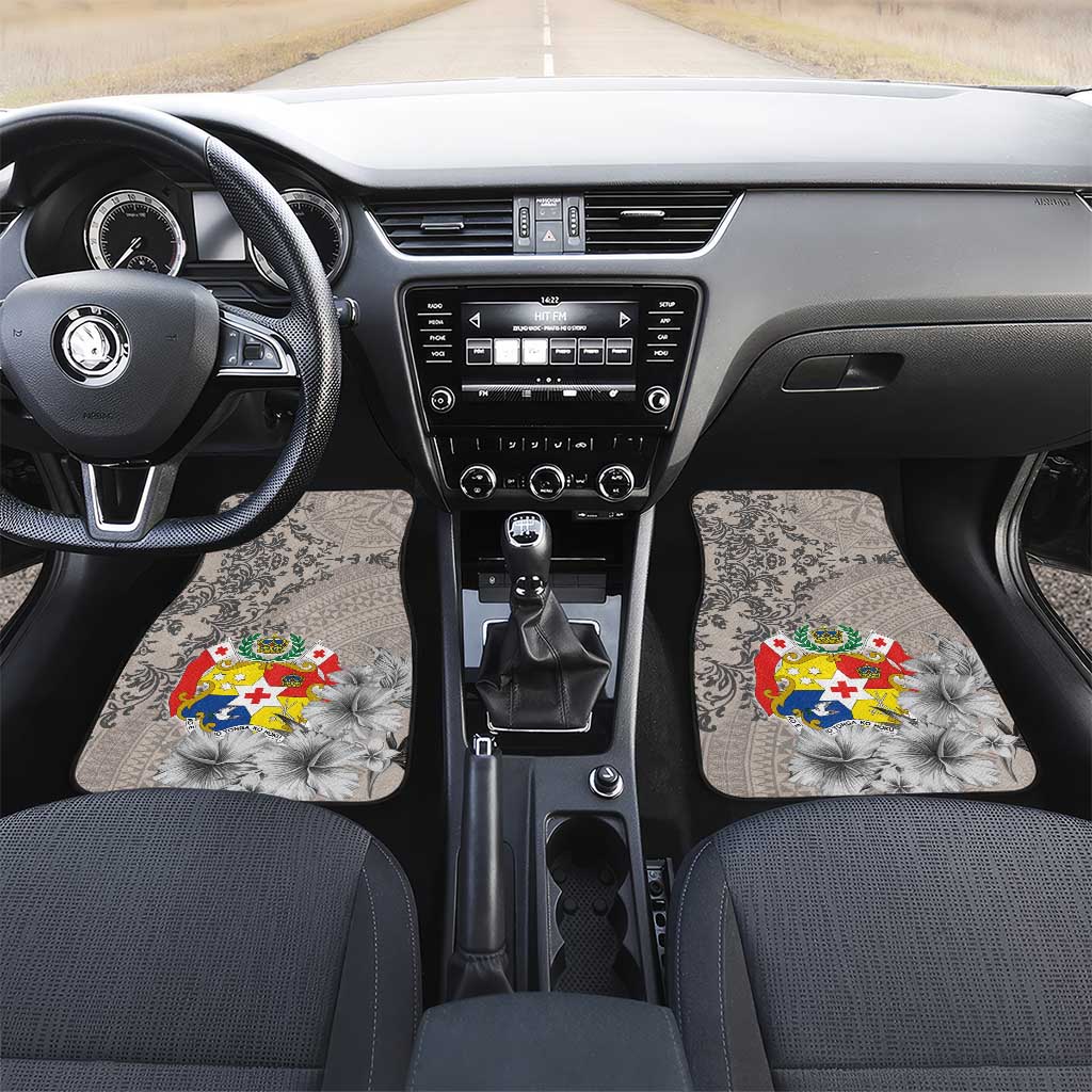Tonga Culture Car Mats Ngatu Pattern and Blooming Hibiscus