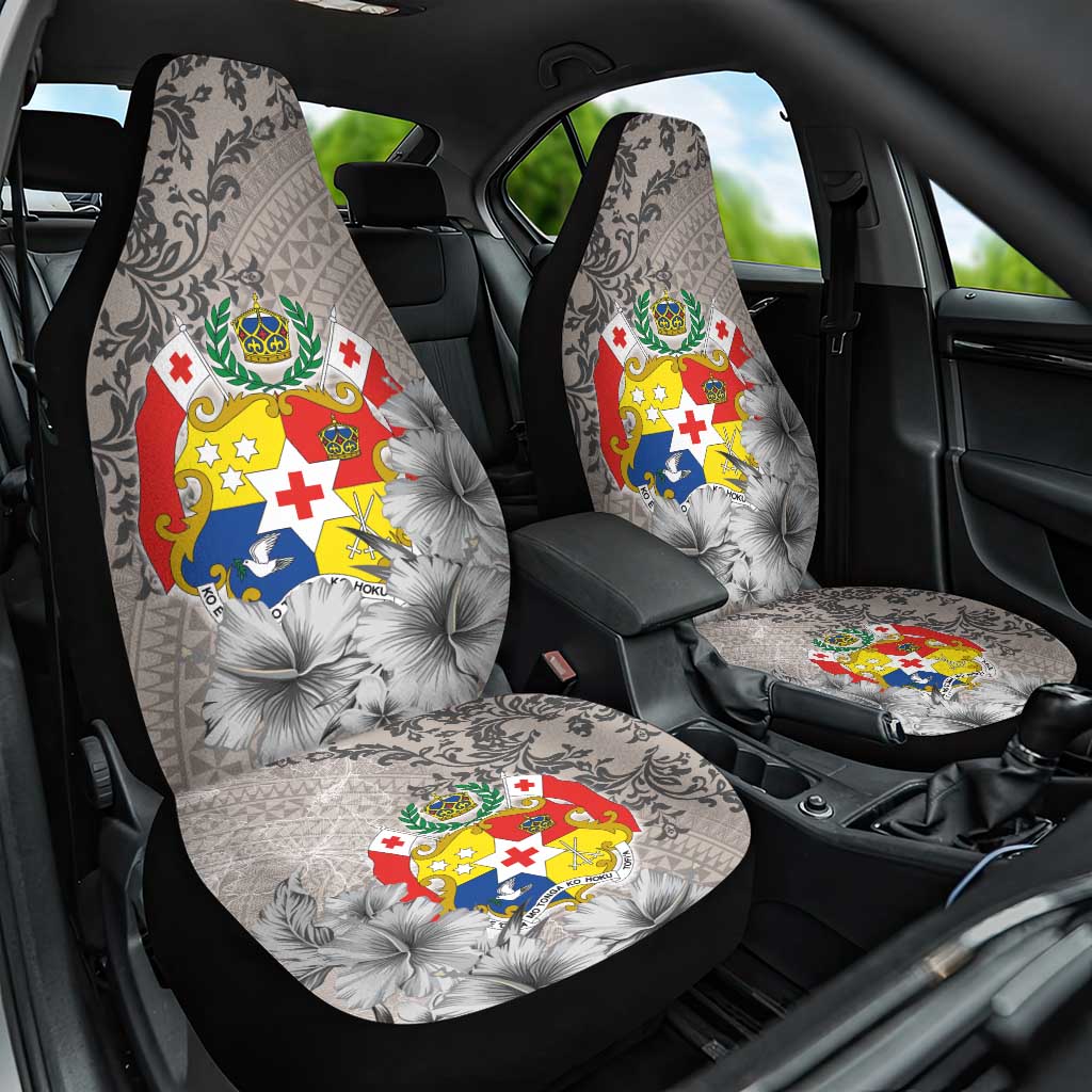 Tonga Culture Car Seat Cover Ngatu Pattern and Blooming Hibiscus