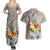 Tonga Culture Couples Matching Summer Maxi Dress and Hawaiian Shirt Ngatu Pattern and Blooming Hibiscus