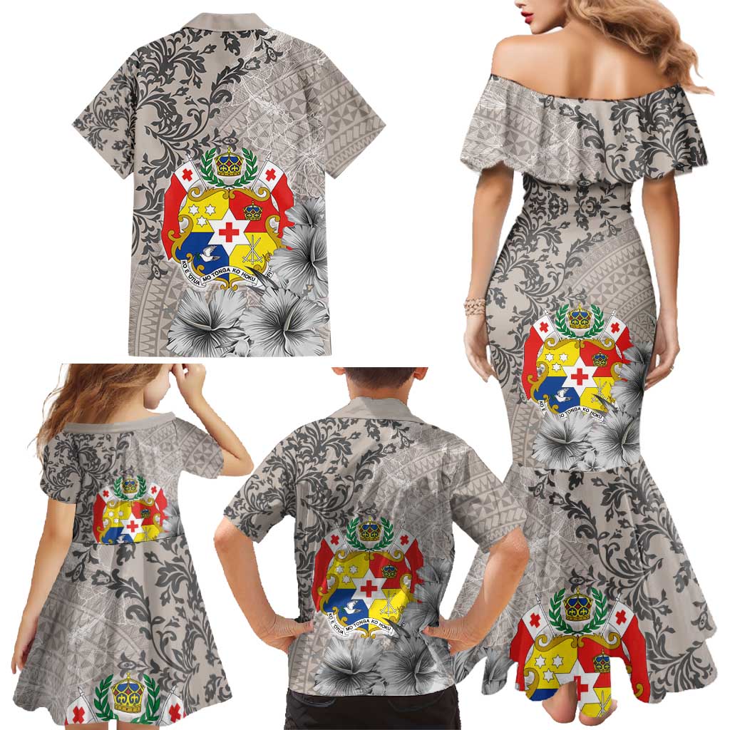 Tonga Culture Family Matching Mermaid Dress and Hawaiian Shirt Ngatu Pattern and Blooming Hibiscus LT03 - Polynesian Pride