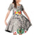 Tonga Culture Family Matching Off Shoulder Short Dress and Hawaiian Shirt Ngatu Pattern and Blooming Hibiscus