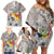 Tonga Culture Family Matching Off Shoulder Short Dress and Hawaiian Shirt Ngatu Pattern and Blooming Hibiscus