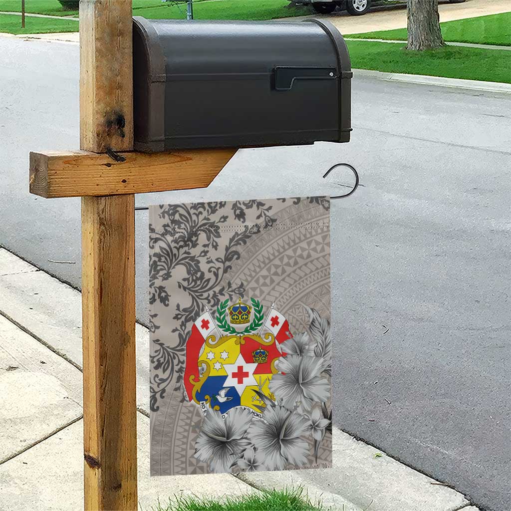 Tonga Culture Garden Flag Ngatu Pattern and Blooming Hibiscus