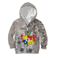 Tonga Culture Kid Hoodie Ngatu Pattern and Blooming Hibiscus