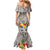 Tonga Culture Mermaid Dress Ngatu Pattern and Blooming Hibiscus