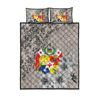 Tonga Culture Quilt Bed Set Ngatu Pattern and Blooming Hibiscus