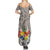 Tonga Culture Summer Maxi Dress Ngatu Pattern and Blooming Hibiscus