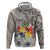 Tonga Culture Zip Hoodie Ngatu Pattern and Blooming Hibiscus