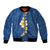 Polynesian Hibiscus and Plumeria with Tapa Pattern Bomber Jacket Blue Color