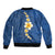 Polynesian Hibiscus and Plumeria with Tapa Pattern Bomber Jacket Blue Color