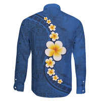 Polynesian Hibiscus and Plumeria with Tapa Pattern Family Matching Mermaid Dress and Hawaiian Shirt Blue Color LT03 - Polynesian Pride
