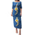 Polynesian Hibiscus and Plumeria with Tapa Pattern Family Matching Puletasi and Hawaiian Shirt Blue Color