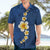 Polynesian Hibiscus and Plumeria with Tapa Pattern Hawaiian Shirt Blue Color