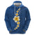 Polynesian Hibiscus and Plumeria with Tapa Pattern Hoodie Blue Color