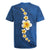 Polynesian Hibiscus and Plumeria with Tapa Pattern Rugby Jersey Blue Color