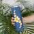 Polynesian Hibiscus and Plumeria with Tapa Pattern Skinny Tumbler Blue Color