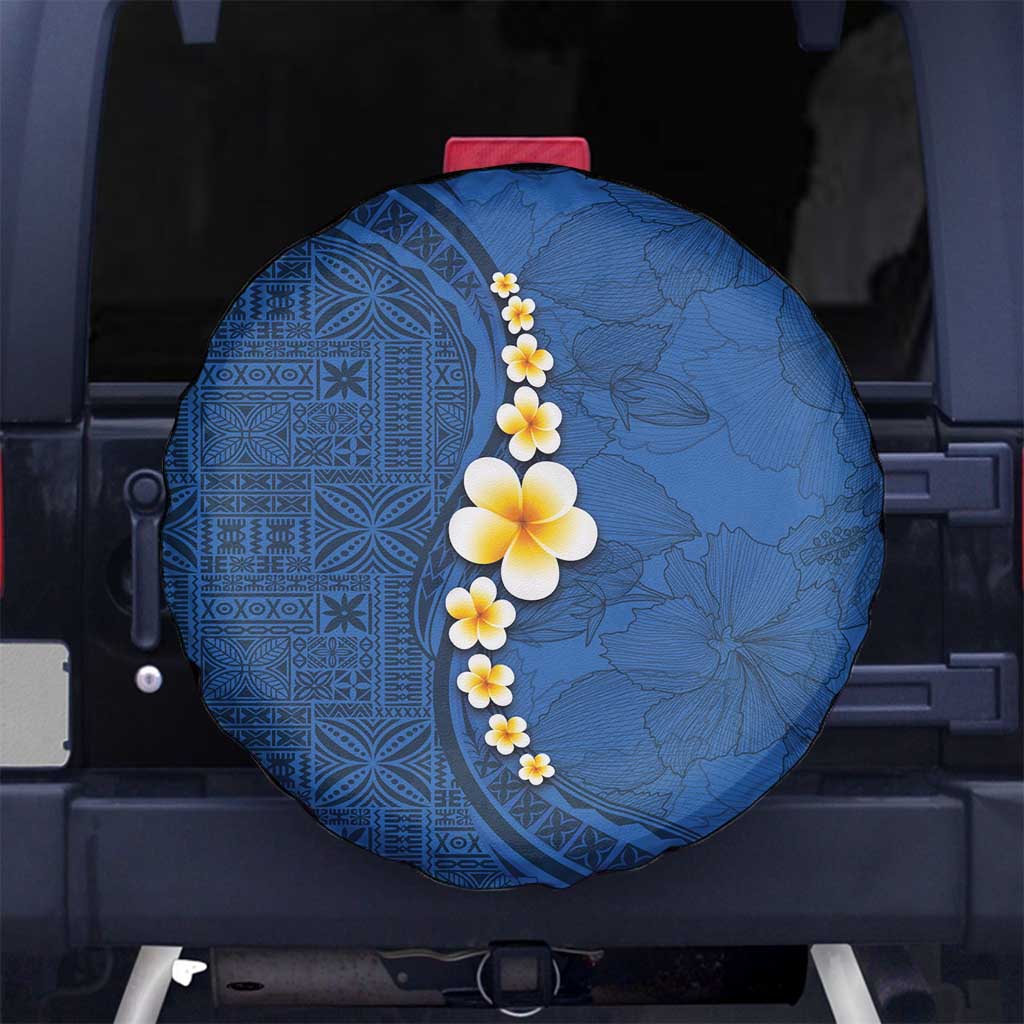 Polynesian Hibiscus and Plumeria with Tapa Pattern Spare Tire Cover Blue Color LT03 - Polynesian Pride