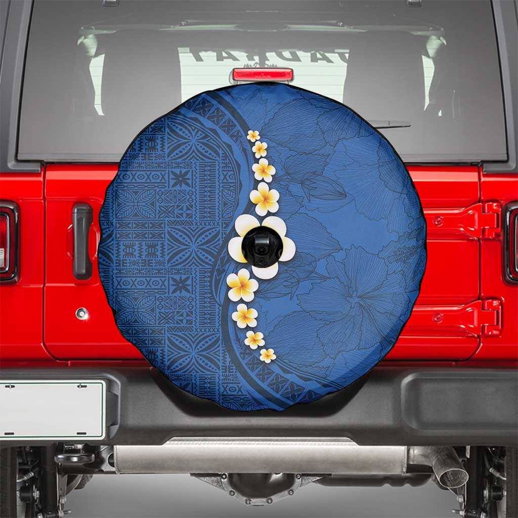 Polynesian Hibiscus and Plumeria with Tapa Pattern Spare Tire Cover Blue Color LT03 - Polynesian Pride