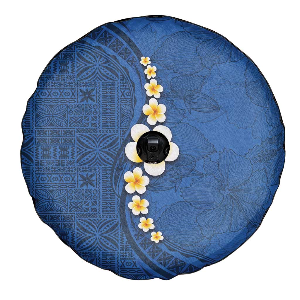 Polynesian Hibiscus and Plumeria with Tapa Pattern Spare Tire Cover Blue Color LT03 - Polynesian Pride