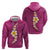 Polynesian Hibiscus and Plumeria with Tapa Pattern Hoodie Pink Color