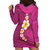 Polynesian Hibiscus and Plumeria with Tapa Pattern Hoodie Dress Pink Color