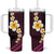 Polynesian Hibiscus and Plumeria with Tapa Pattern Tumbler With Handle Pink Color