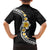 Pacific Hibiscus and Plumeria with Tapa Pattern Family Matching Tank Maxi Dress and Hawaiian Shirt Black Color