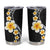 Pacific Hibiscus and Plumeria with Tapa Pattern Tumbler Cup Black Color