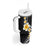 Pacific Hibiscus and Plumeria with Tapa Pattern Tumbler With Handle Black Color