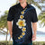 Pacific Hibiscus and Plumeria with Tapa Pattern Hawaiian Shirt Dark Blue Color