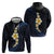 Pacific Hibiscus and Plumeria with Tapa Pattern Hoodie Dark Blue Color