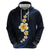 Pacific Hibiscus and Plumeria with Tapa Pattern Hoodie Dark Blue Color